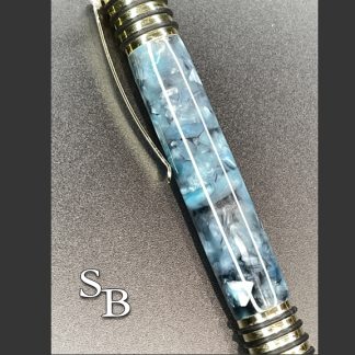 7002 Blue reflective acrylic Golden Warrior Click Ball Point pen