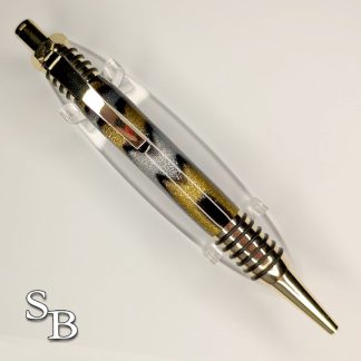 7003 Glitter black, gold , silver acrylic Golden Warrior Click Ball Point pen